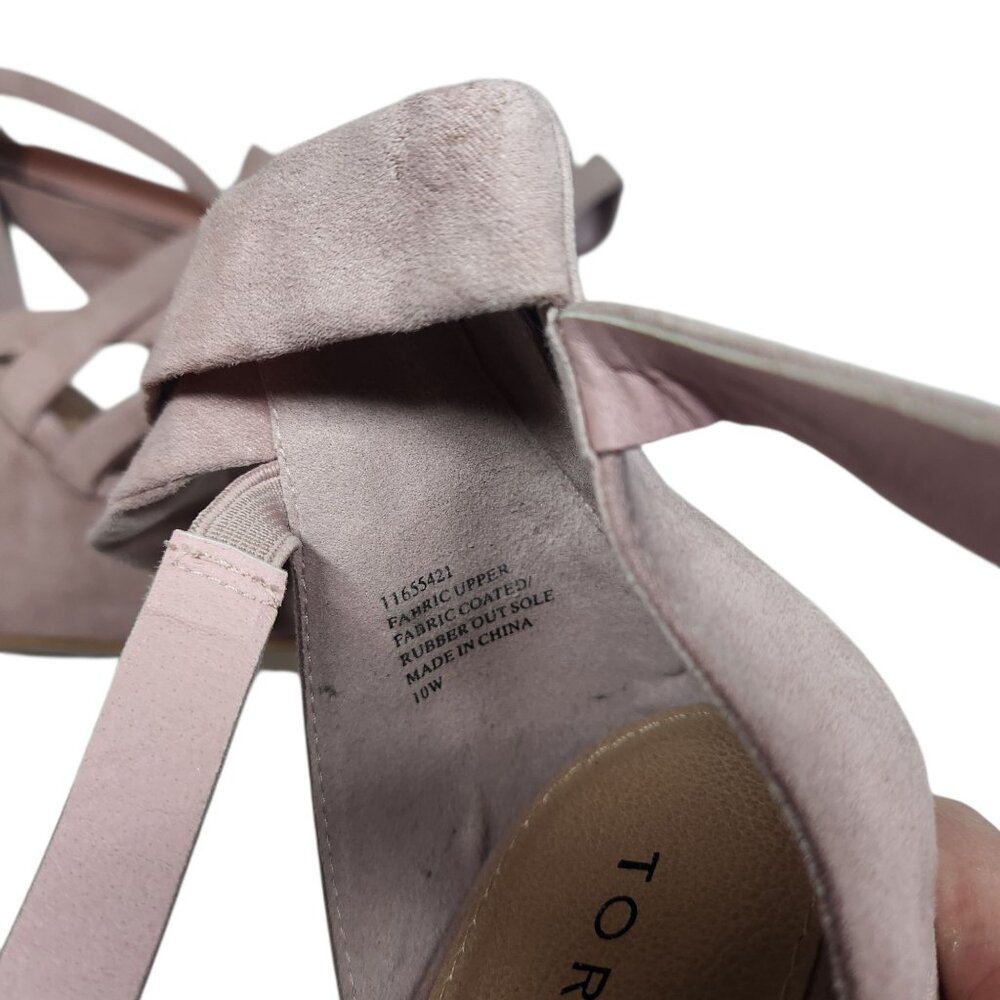Torrid Nude Pink Strappy Lace Up Sandals Heels Wedges Size 10 W Women's - Picture 6 of 7